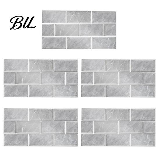 Oil Proof Wall Stickers for Bathroom 5Pcs Vintage Brick Tile Stickers, Waterproof Oil?Proof Wallpaper, Peel Sheets Kitchen & Stick Backsplash Living