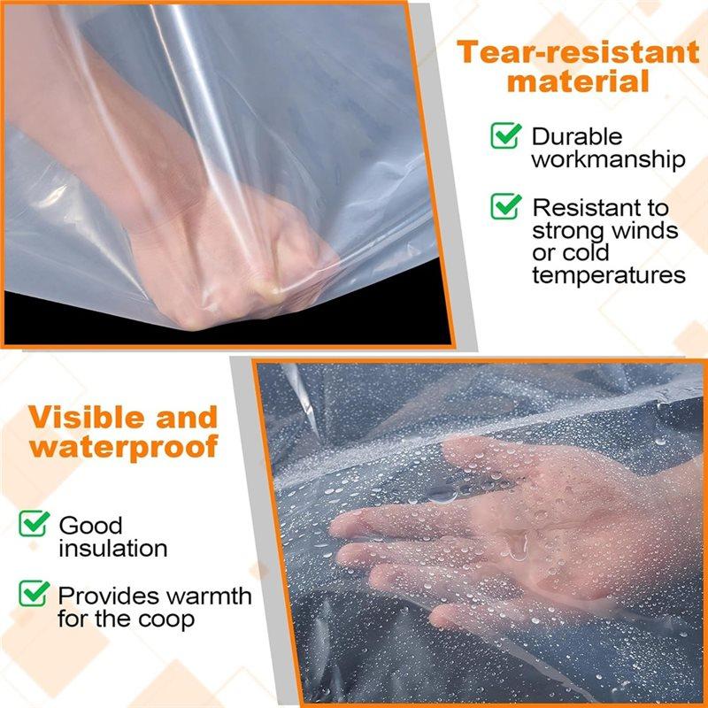 Chicken Coop Cover Waterproof 6.6 X 13Ft Anti-Tear Run Tarp With Rope& Cable Tie, For Winter For Patio Covering