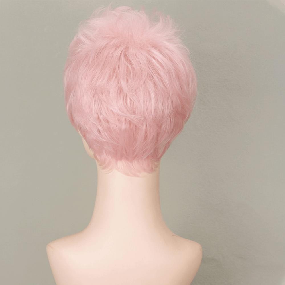 Synthetic Pink Pixie Cut Wig Natural Halloween Cosplay Wig for Women Men