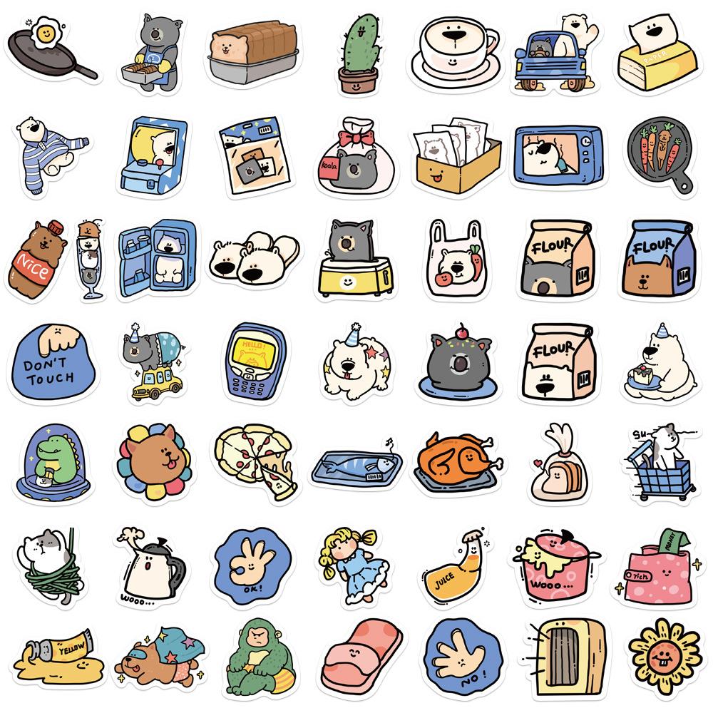 100 Photos of Xiao Zhang Cute Animal Hotel Graffiti Stickers Decorate Suitcase Laptop Waterproof Stickers