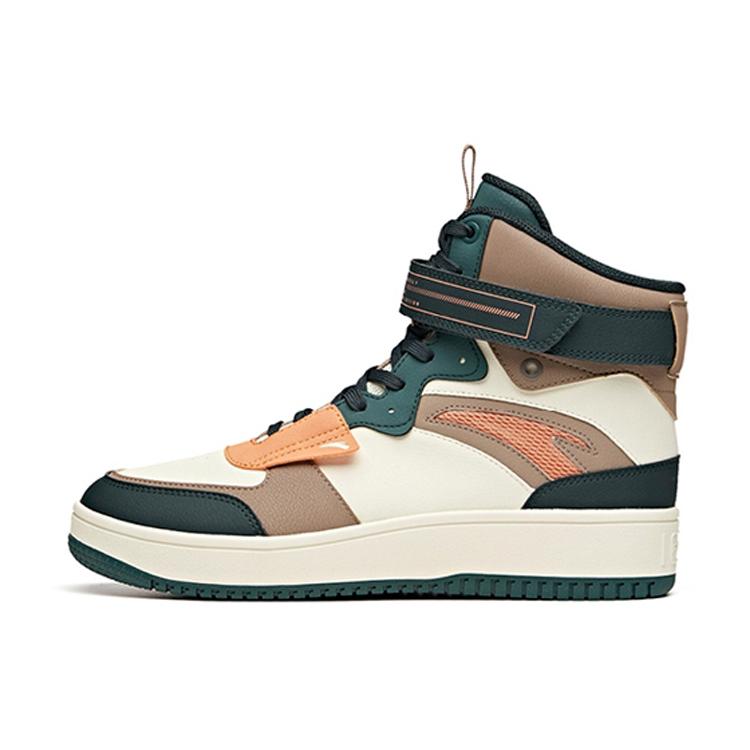 

new Anta Coverage Slip Resistant And Abrasion Resistant High Top Skateboard Shoes Men s White Green Gray 40.5