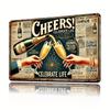Prost Vintage Metallwand Schild Eisen Poster mit Champagnerflaschen Festliches Design für Küche Bar Büro Garten und Zuhause