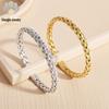 Elegant Titanium Steel Gold-Plated Open Bangle with Cross-Border Woven Design