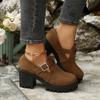 Mocassini Casual con Tacco Grosso e Fibbia Moda Retrò per Donna Nuovo Stile Primavera Bocca Bassa Comodi Scarpe Singole