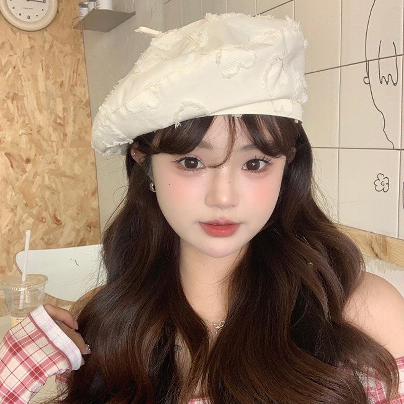 Retro love forward hat women can wear reverse face ducktongue beret trendy literary and artistic versatile painter hat