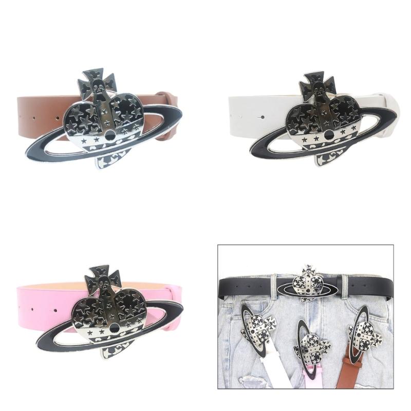 Metal Love Buckle Belt for Women Girl Subcultures Pants Waistband Adjust Waiststrap Jeans Belt Daily Wear Waistbelt