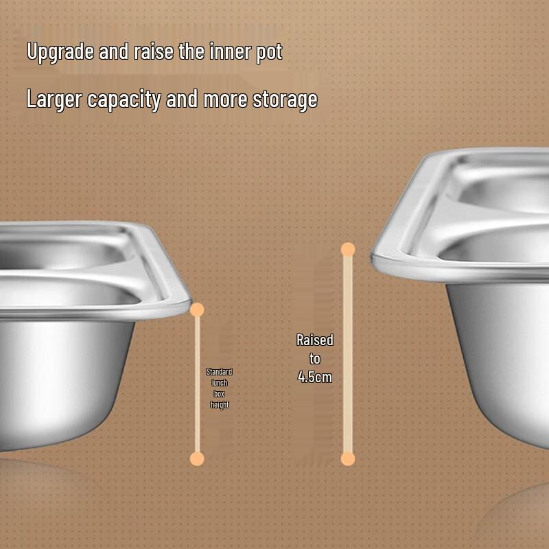 304 Stainless Steel Two-Layer 1250ml Bento Lunch Box