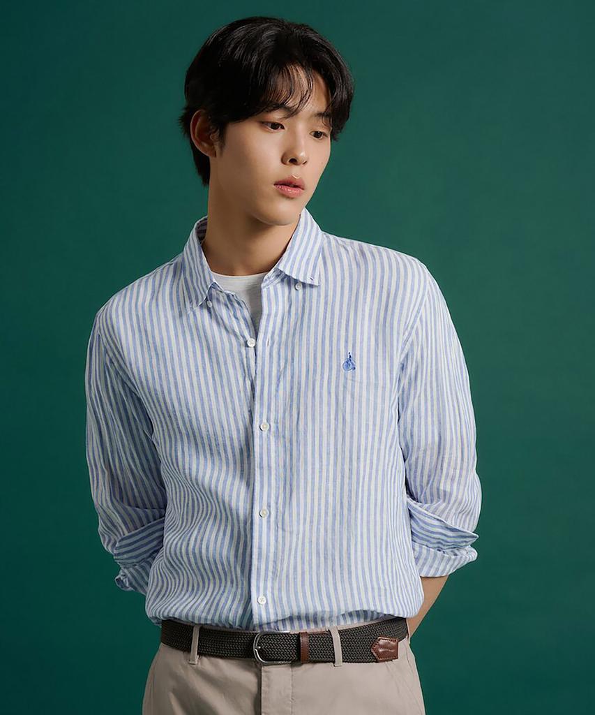 Binpolmen Linen Striped Shirt Blue