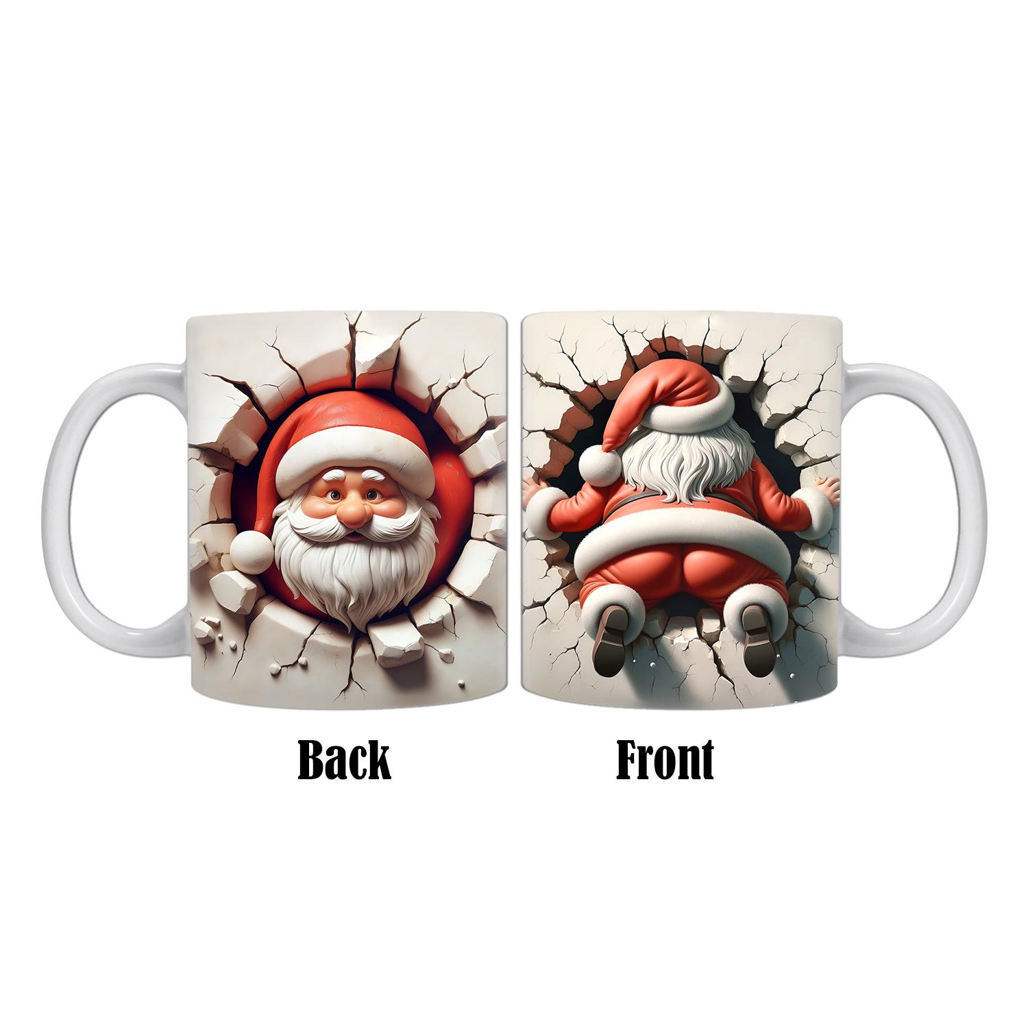 

3D Пряничный человечек Пряничный пингвин Снеговик Рождественская керамическая кофейная кружка с меткой Дно 301-400ml