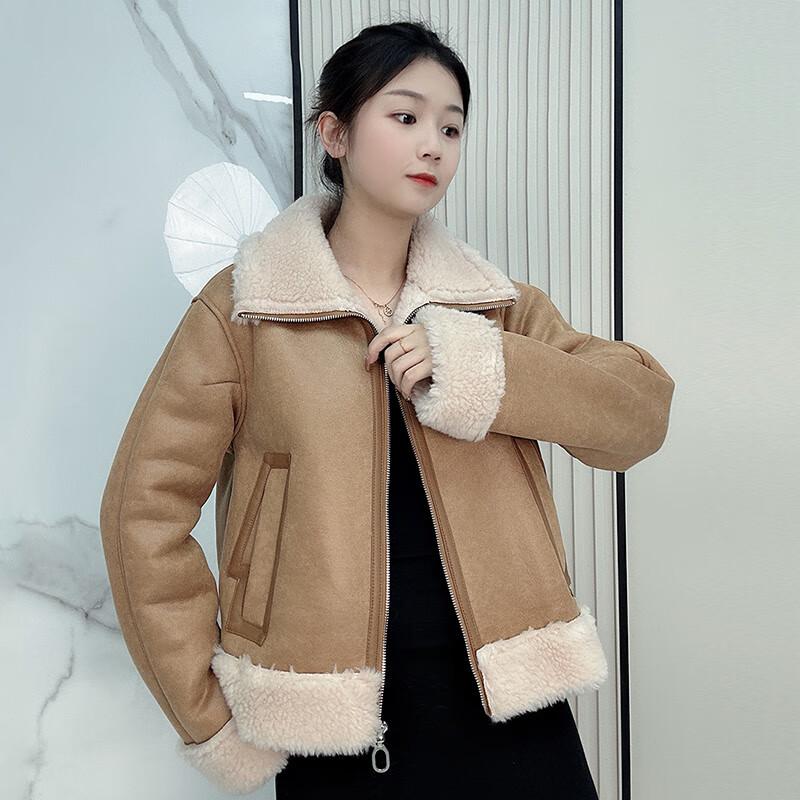 KAISER Women's American Retro Shearling Wool Coat