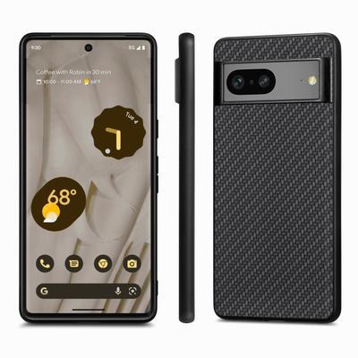For Google Pixel 7a 5G Carbon Fiber Texture Phone Back Case PU Leather Coated PC+TPU Shockproof Cover