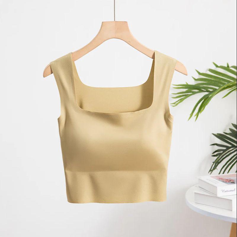 It's So Comfortable, Black Vest Elegant Square Collar Slimming Outerwear Top Seamless Inner Wear Women's Sleeveless Sling