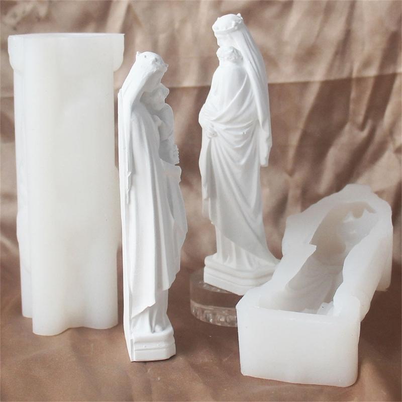 Dame mit Baby Kerzenformen Religiöse Silikonformen Gussform Ornament Bastelbedarf für Heimdekorationen