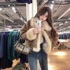 Retro fur integrated brown suede short fur jacket women's thin fur top autumn and winter