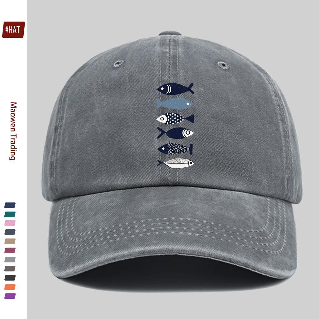 Pc Cartoon Fish Print Baseball Cap Trucker Sun Hat Comfortable Lightweight Papa Hat Dad Mom Beach Party Decor Hat Street Sk