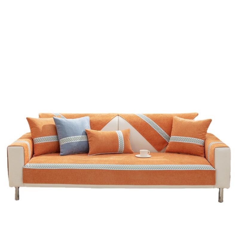 All Seasons Universal Solid Color Chenille Webbing Sofa Cushion Modern Simple Plain Non-slip Sofa Cushion Towel