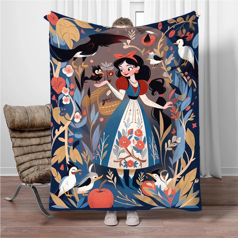 Beauty and The Beast Snow White Flannel Blanket Soft Warm Throw Blanket Blanket For Sofa Office Bed Office Camping Travelling
