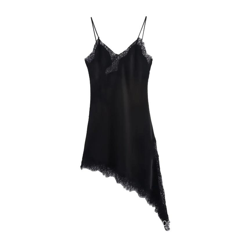 

Spring and Autumn Women s Fashion Temperament Sexy Lace Asymmetrical Dress L