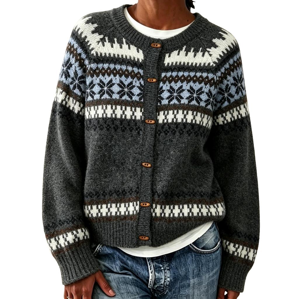 Women's Casual Long Sleeve Button Front Round Neck Knit Cardigan for Daily Wear