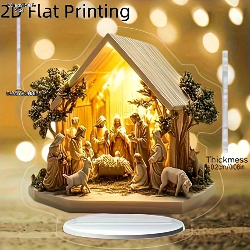 2D Flat Acrylic Christmas Scene Desktop Decoration, Suitable for Wall Decoration, Porch, Room, Villa, Accents Home, Hallway, or Workplace - Rustic Far
