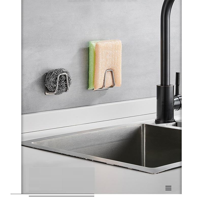 Household Kitchen Stainless Steel Sponge Rack, Non Perforated Sink, Drainage Rack, Steel Ball Cloth Storage Sponge Storage Rack, Kitchen Supplies