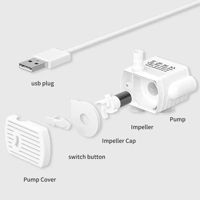 Water Pump for Cat Water Fountain Mute Durable Water Pump Accessories for Cat Drinker Dispenser Replacement Anti Dry Burn Motor