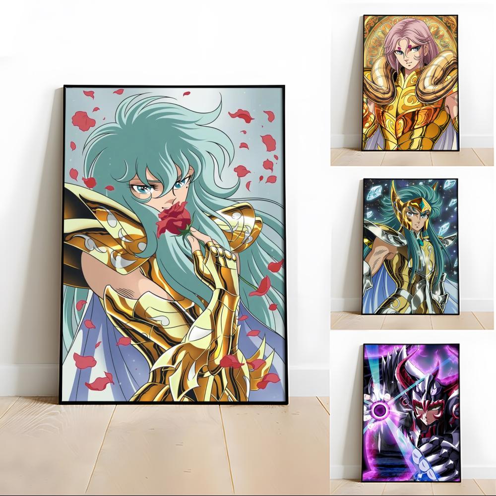 S-Saint Seiya Anime Klasyczny Plakat HD Sztuka Mural Ścienny Plakat Wodoodporny Vintage Nadruk Dekoracja do Wystroju Domu DIY