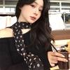 French Brown Polka Dot Long Scarf for Women's Fashion Accessories, Neck Accessories, Headband, Long Ribbon