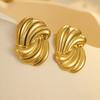 GEMCHIC Women's Gold Twisted Knot Stud Earrings Stainless Steel Geometric Minimalist Hypoallergenic Jewelry