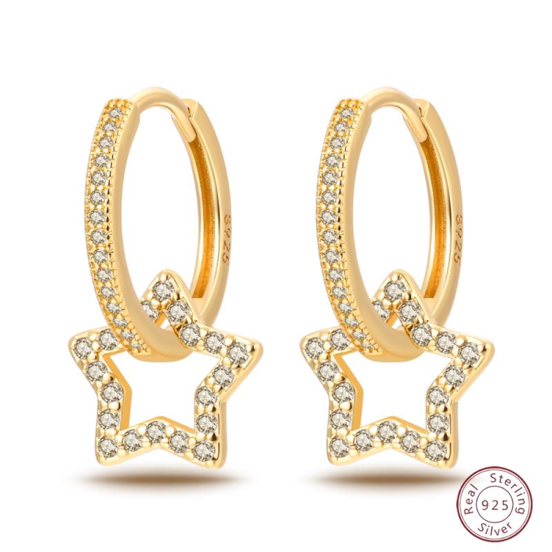 925 Ayar Burgu Halka Küpeler Minimalist Altın Yuvarlak Moda Zirkon Tokalı Düğün Takısı Kadınlar İçin Hediye