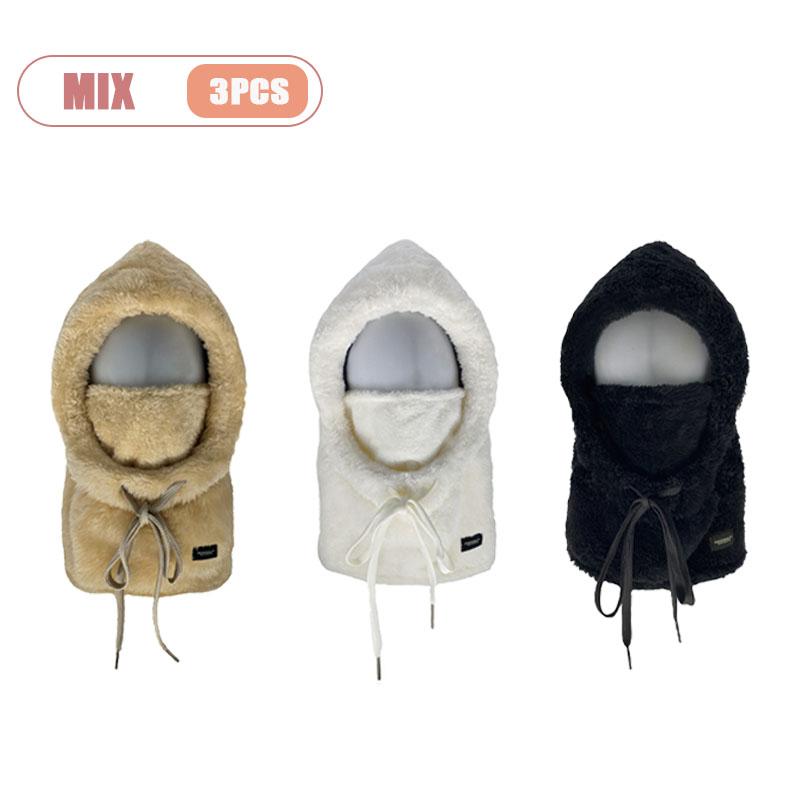 Thickened Womens Winter Hat Plush Ear Protection Neck Warmer Windproof Face Mask for Skiing Cycling Outdoor Activities