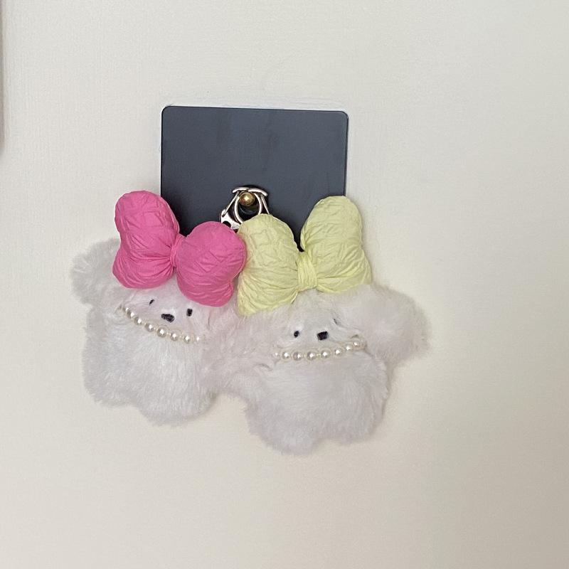 Koreański Kreskówkowy Pluszowy Królik Naszyjnik z Pereł Wisiorek do Torebki, Słodka Lalka Króliczek z Kokardką Breloczek