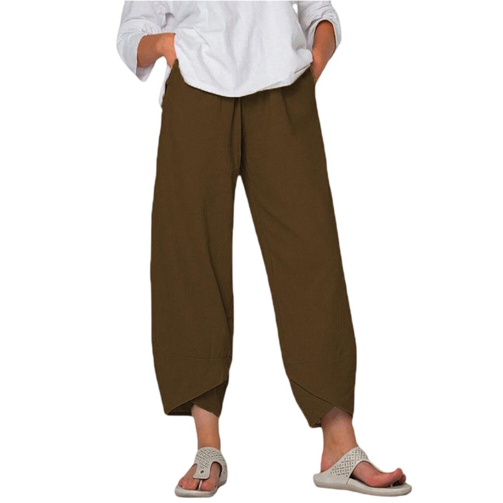 Women's Cotton And Linen Wide-leg Pants High Waist Loose Casual -length Pants