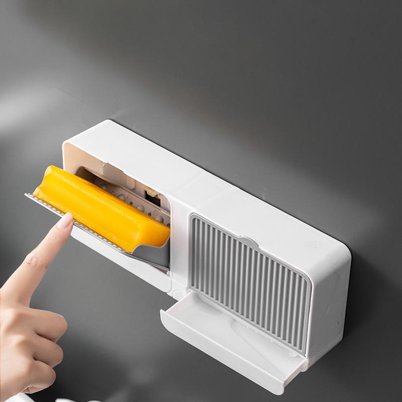 Nástěnná krabička na mýdlo s víkem Dvojitá Jedna mřížka Držák na odtok Pouzdro na mýdlo Koupelnové doplňky Dekorace Domácí miska na mýdlo