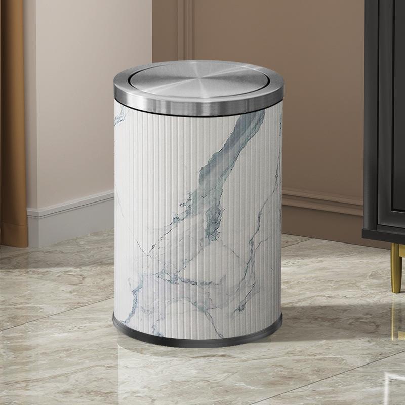 Metal Trash Can Large Capacity Swing Lid Trash Bin Creative Light Luxury Household Garbage Bins Cleaning Tools Accessories