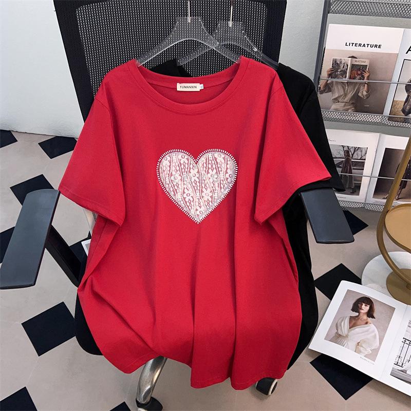

Women s Plus Size Loose Fit Mid-Length Round Neck Short Sleeve T-Shirt (Available in Sizes 200-350 Jin) - Style 1054 6XL