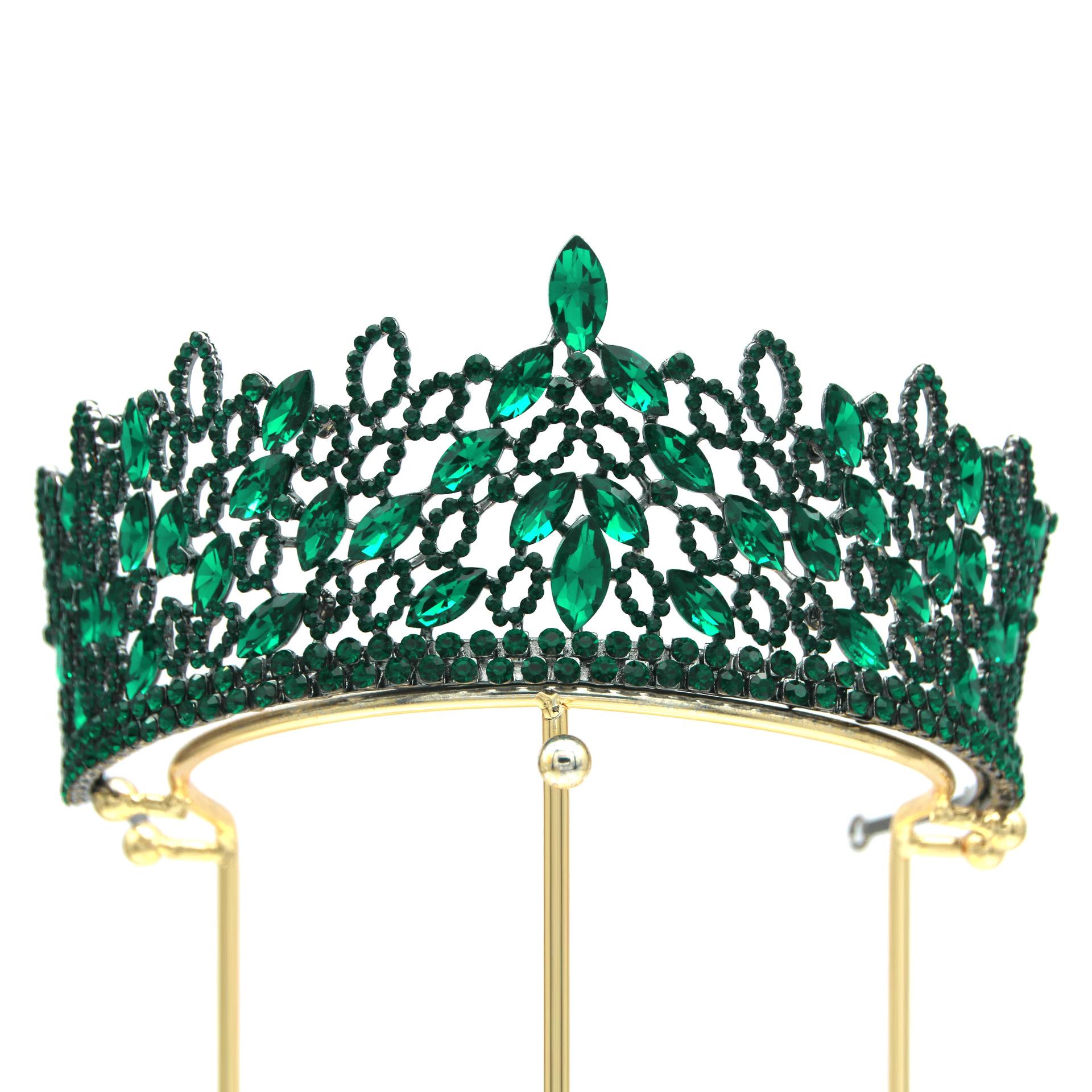 

Spring Hair Accessories European and American Bridal Crown Headdress Red Crystal Alloy Electroplated Wedding Gold Plated Hair Hoop