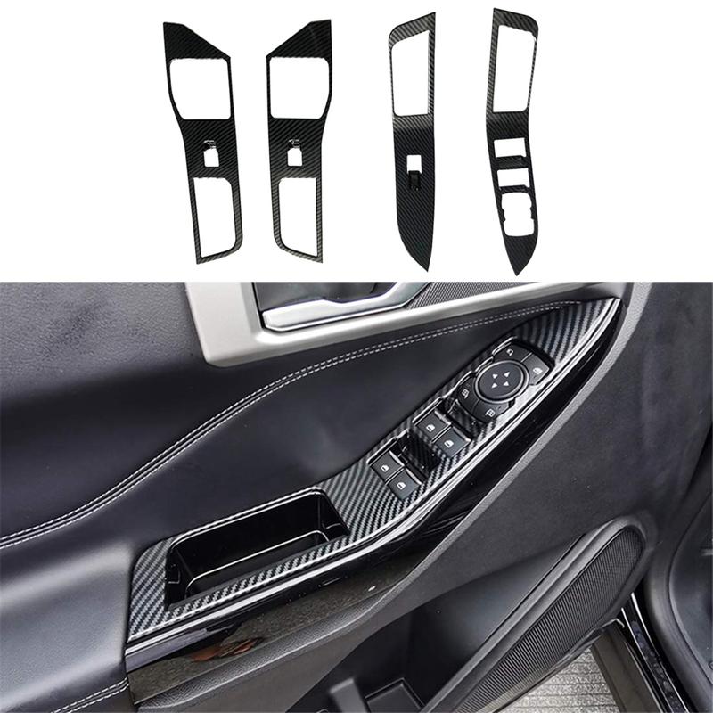 A87Q-Car Door Window Lift Panel Cover Trim Carbon Fiber for Ford Explorer Interior Accessories