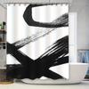 Modern Black and White Abstract Art Waterproof Shower Curtain Heat Resistant Machine Washable Non-Transparent 180x180cm