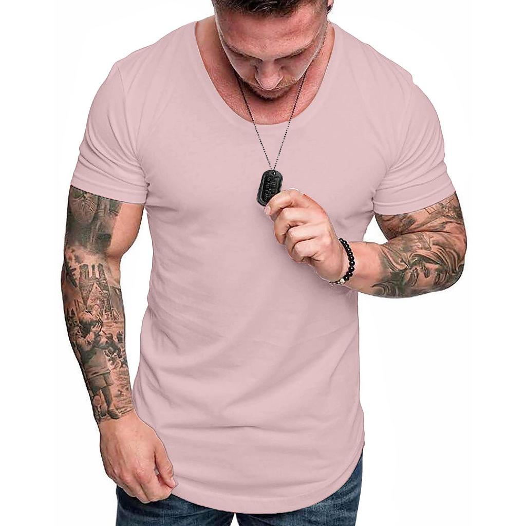 Fashion Men's Summer Slim Fit Casual  Short Sleeve T-shirt Top Blouse