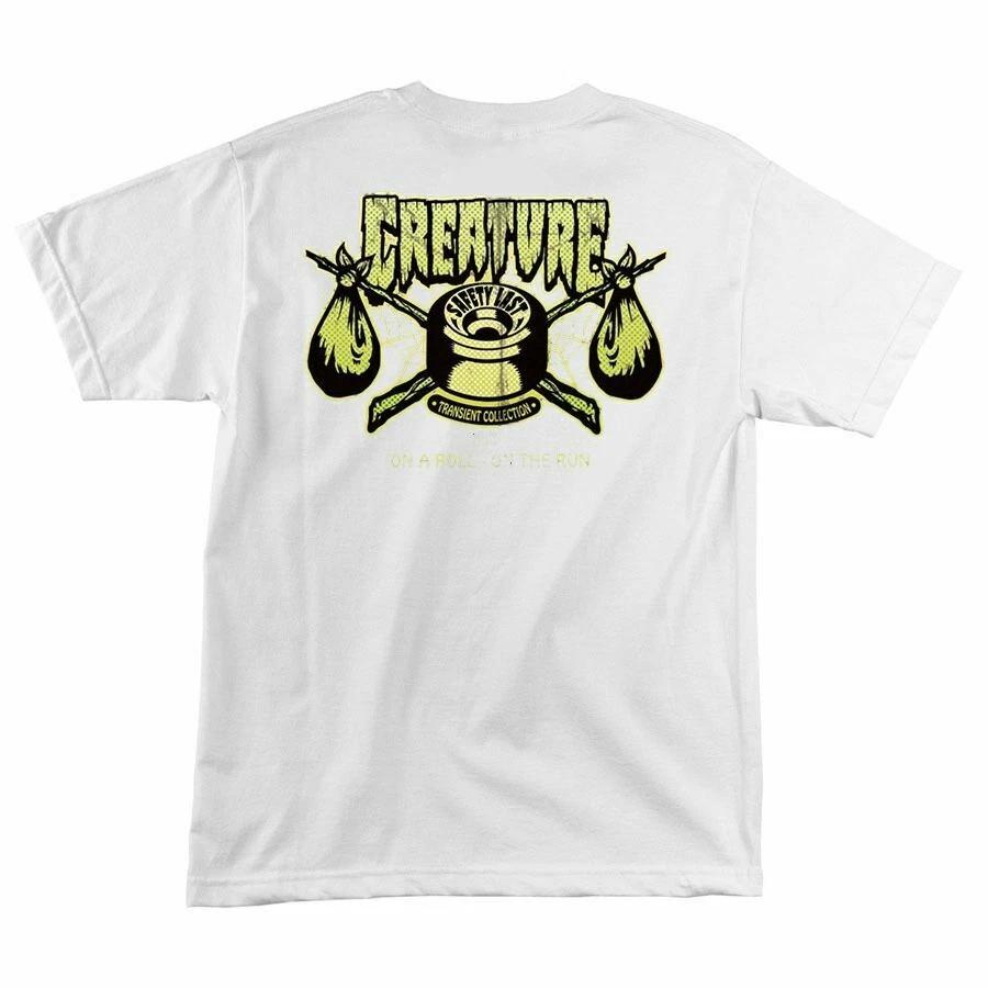 Creature TRANSIENT POCKET Skateboard T Shirt WHITE M