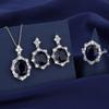 New Colorful Treasure Blue Gemstone Pigeon Egg Three-piece Luxury Set with Diamond Necklace Ring Earrings