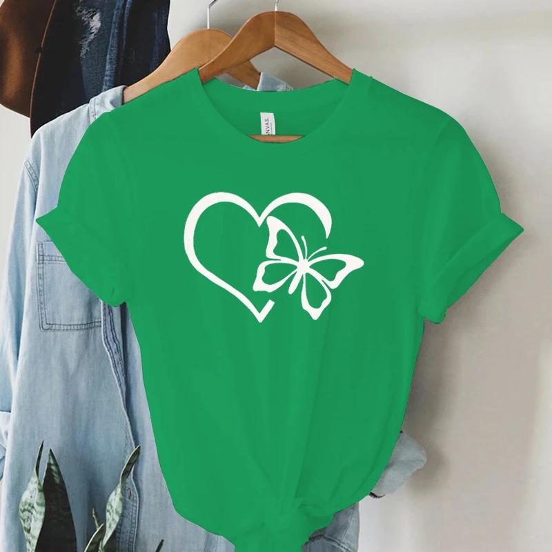 Heart Butterfly Graphic T Shirts Women Funny Hearts Trendy Style Butterfly Lover Gift Womens Tee Shirt Hearts Essential Tops