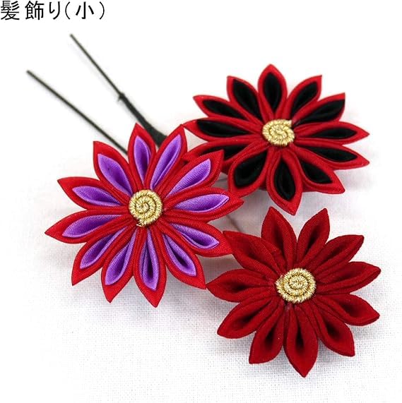 set of hair large and perfect for Kanzashi flower hair one size fits Two-piece tsumami-zaiku ornaments, small, coming-of-age ceremonies. accessories,