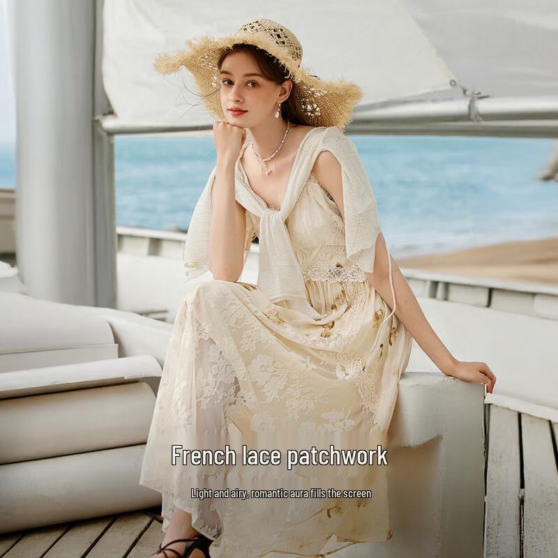 French Lace Dress with Knit Cardigan Set