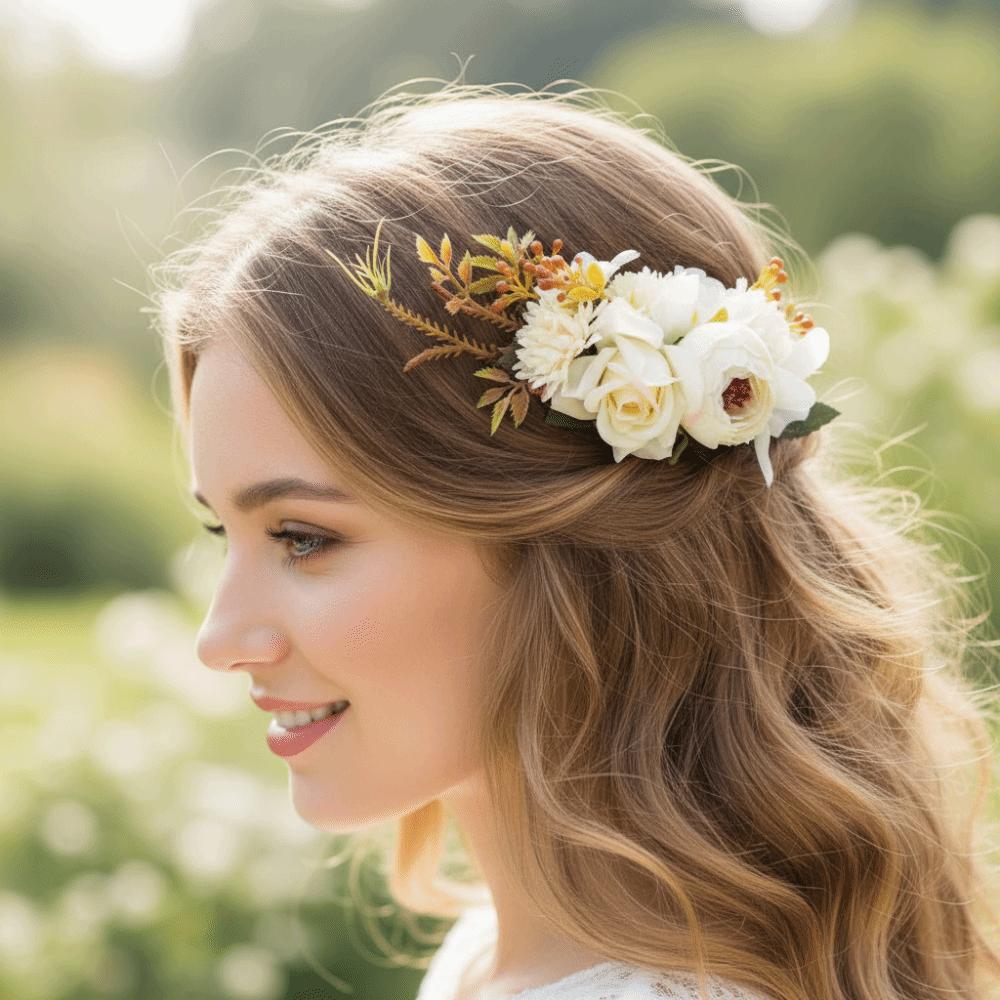 Multicolor Flower Hair Combs Cloth Thai Toothed Insert Comb Fashion Bridal Hairpin  Wedding