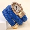 Snake Watch Creative Quartz Watches Dame Rhinestone Leather Armbånd Armbåndsur