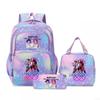 K-Pop Inspired Cartoon School Backpack Set Teen Girls 3pcs Lunch Bag Main Pencil Case Arc Shoulder Straps British Style