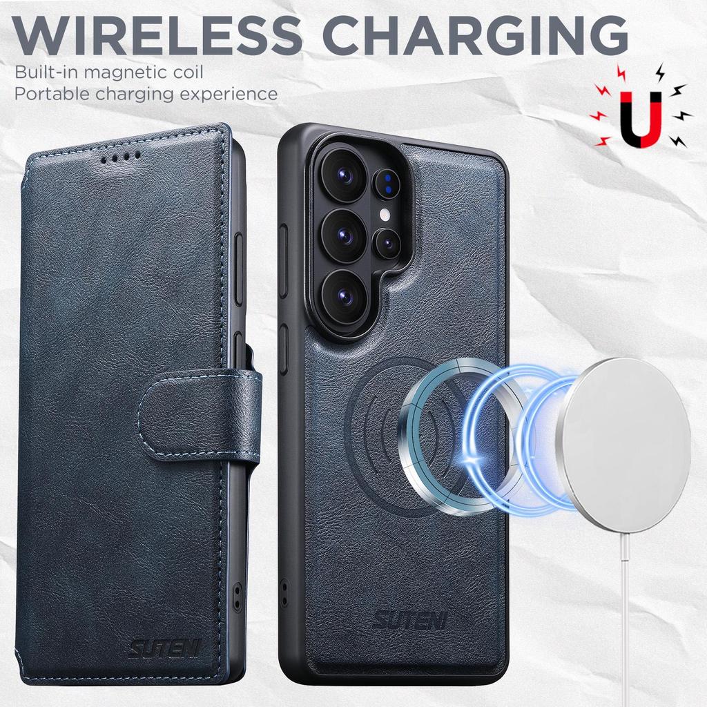 Samsung S26 Ultra Magnetische Brieftaschenhülle mit kabellosem Ladeständer