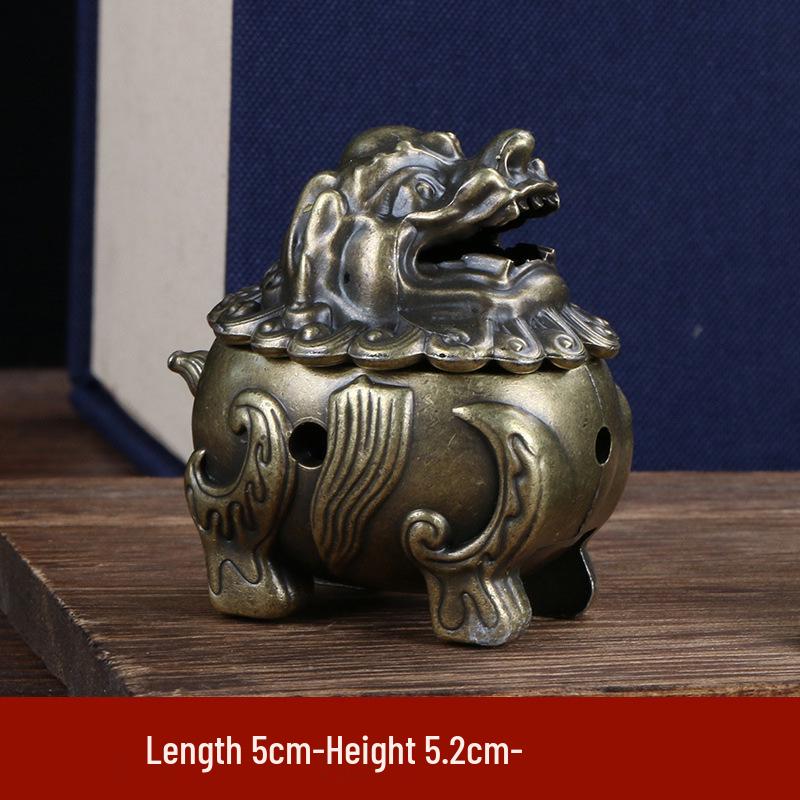 Kylin Three-Legged Alloy Incense Burner with Elephant Foot and Lotus Leaf Design